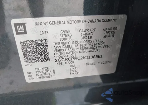 2019 Chevrolet Silverado 1500 Ld Lt from USA, damaged, VIN 2GCRCPEC2K1138561